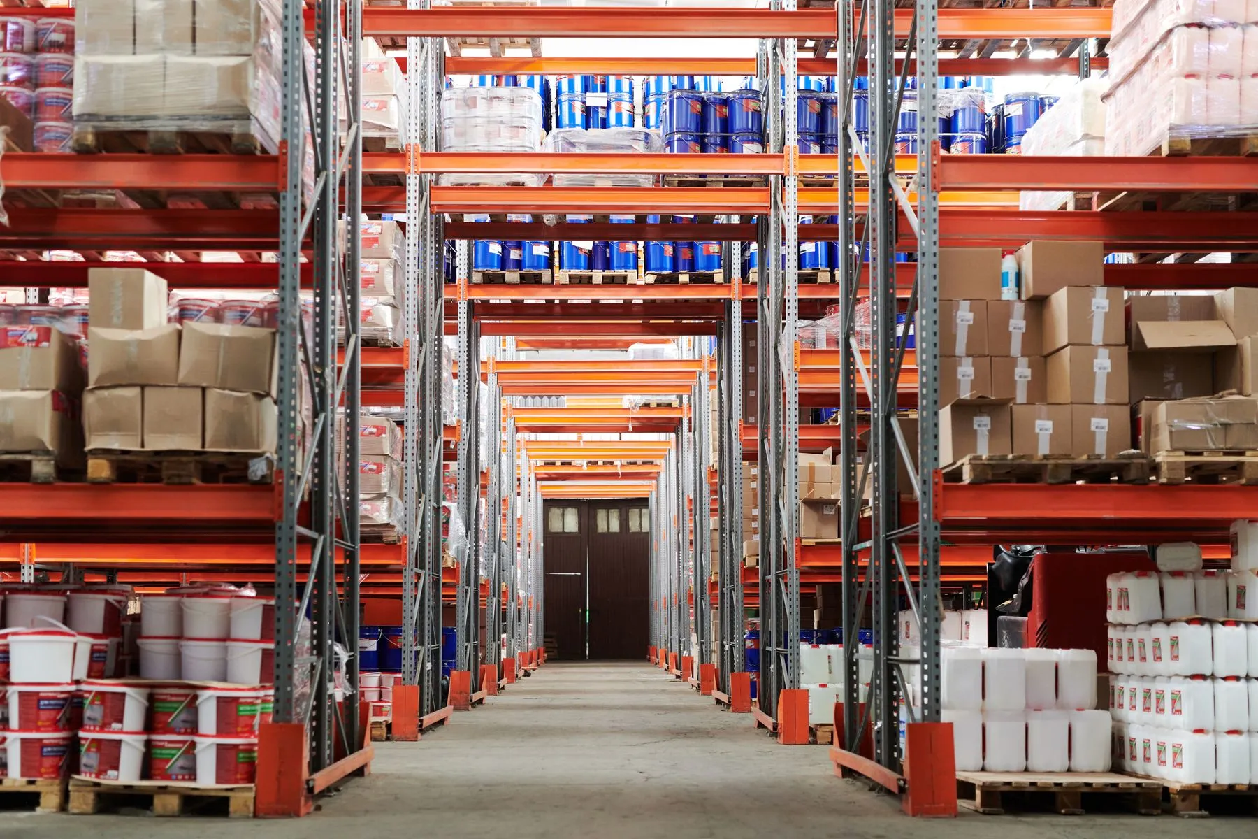 Professional cleaning operative working in a commercial facility